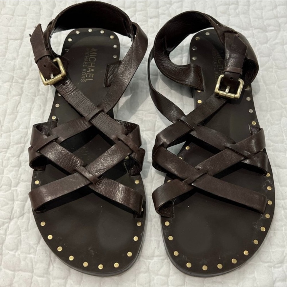 Michael Kors Brown Criss-Cross Sandals